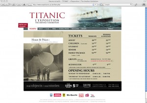 Siteweb (2009) - Titanic l'Exposition | KIKDESIGN.ca - Branding-Web-Media - Agence web - SEO - Graphisme - Logo - Pub - Imprimerie - Création - Montages - Vidéo - Audio - 3D - Gestion de médias sociaux