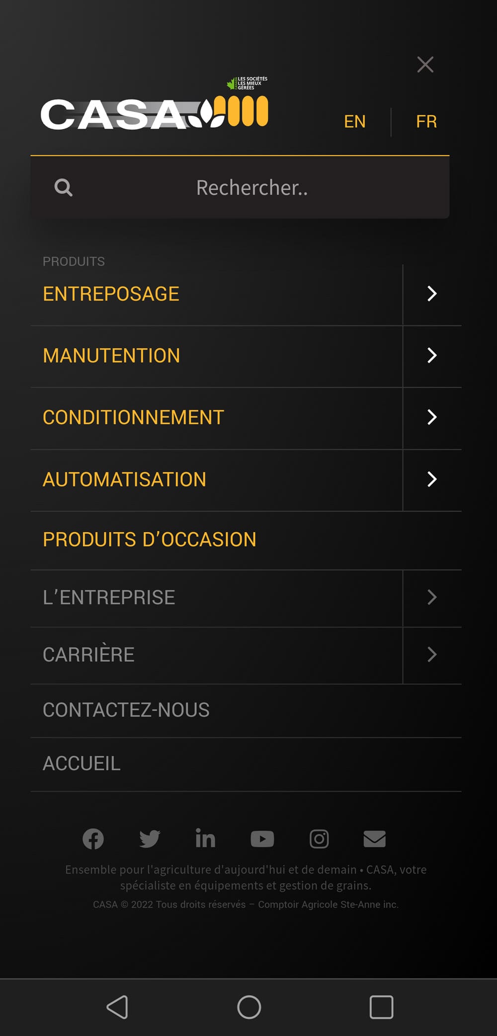 Menu-Plein-écran-CASA-Comptoiragricole.com-Kikdesign-Mobile Version